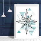 Star Abstract Geometric Scandinavian Aqua Blue Poster