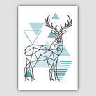 Stag Abstract Geometric Scandinavian Aqua Blue Poster