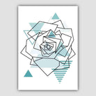 Rose Head Abstract Geometric Scandinavian Aqua Blue Poster