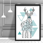 Majestic Stag Abstract Geometric Scandinavian Aqua Blue Poster