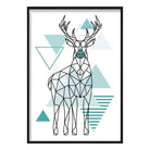 Majestic Stag Abstract Geometric Scandinavian Aqua Blue Poster