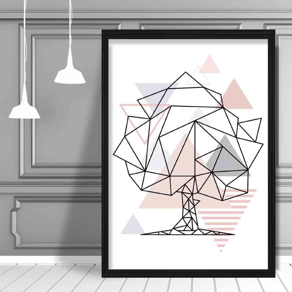 Tree Abstract Geometric Scandinavian Blush Pink Poster