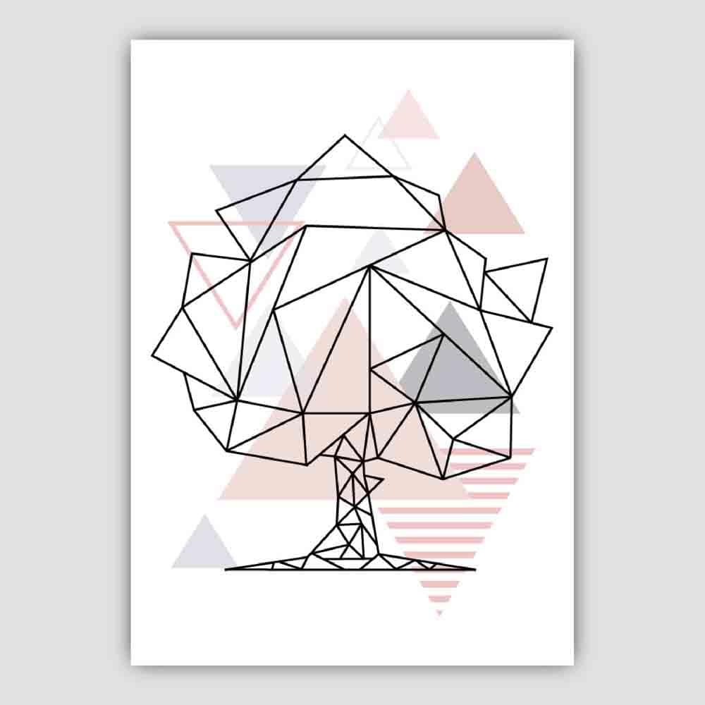 Tree Abstract Geometric Scandinavian Blush Pink Poster