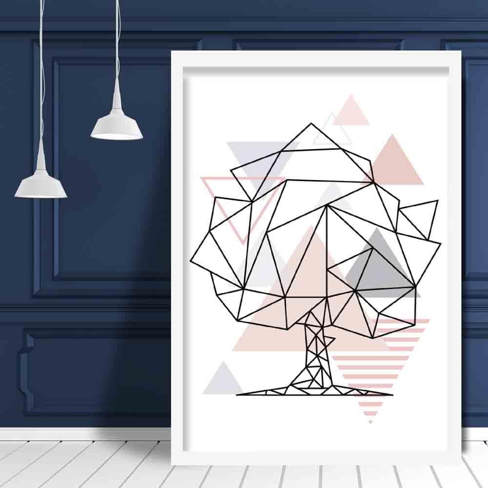 Tree Abstract Geometric Scandinavian Blush Pink Poster