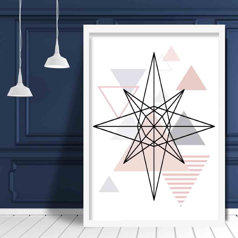 Star Abstract Geometric Scandinavian Blush Pink Poster