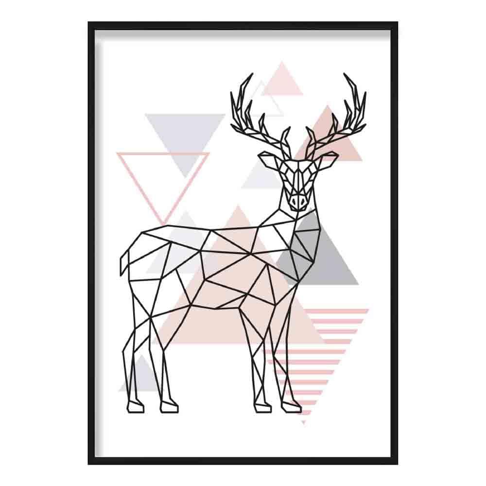 Stag Abstract Geometric Scandinavian Blush Pink Poster