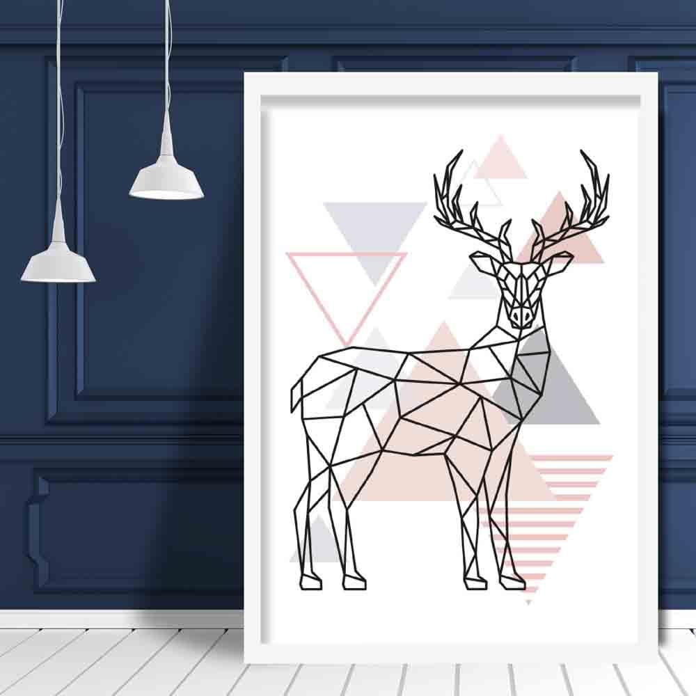 Stag Abstract Geometric Scandinavian Blush Pink Poster
