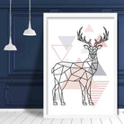 Stag Abstract Geometric Scandinavian Blush Pink Poster