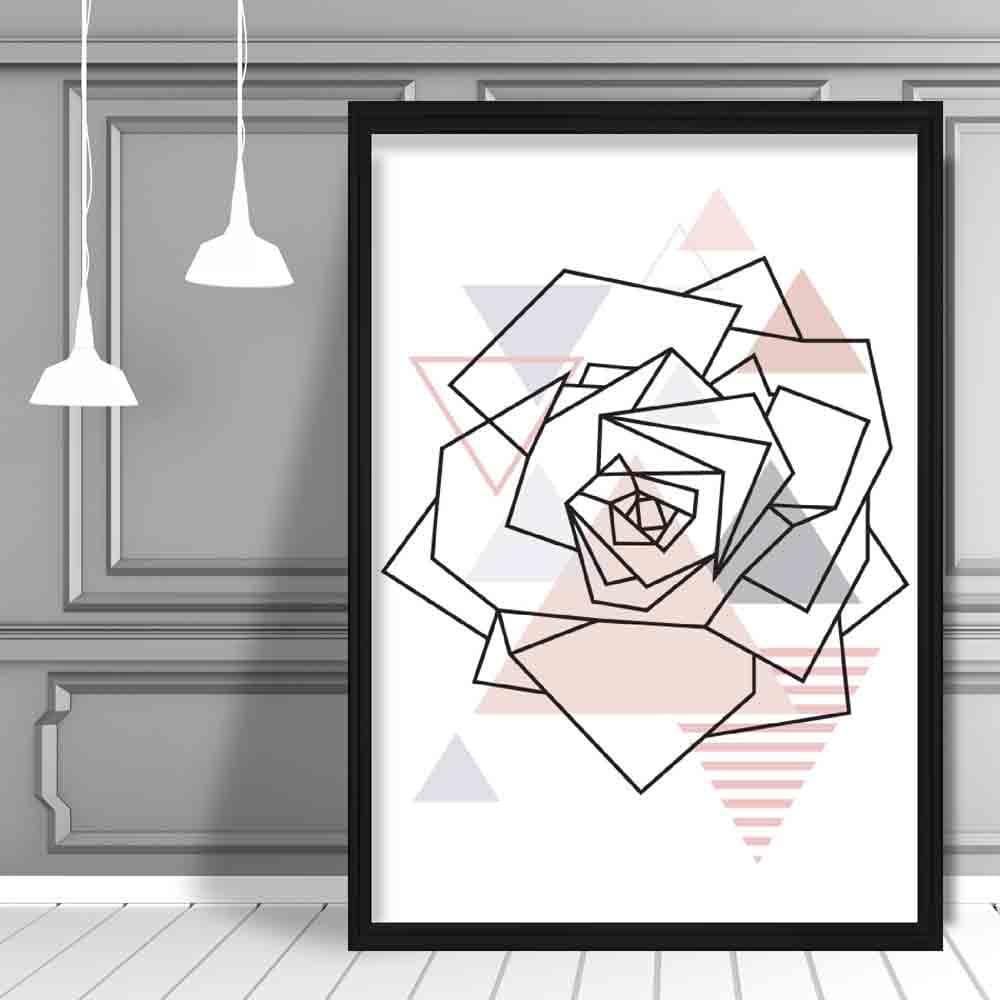 Rose Head Abstract Geometric Scandinavian Blush Pink Poster
