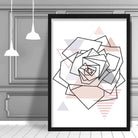 Rose Head Abstract Geometric Scandinavian Blush Pink Poster