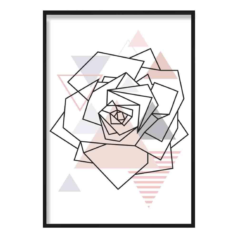 Rose Head Abstract Geometric Scandinavian Blush Pink Poster