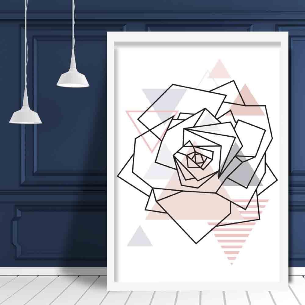 Rose Head Abstract Geometric Scandinavian Blush Pink Poster