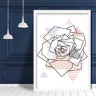 Rose Head Abstract Geometric Scandinavian Blush Pink Poster
