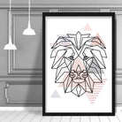 Lion Head Abstract Geometric Scandinavian Blush Pink Poster