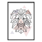 Lion Head Abstract Geometric Scandinavian Blush Pink Poster