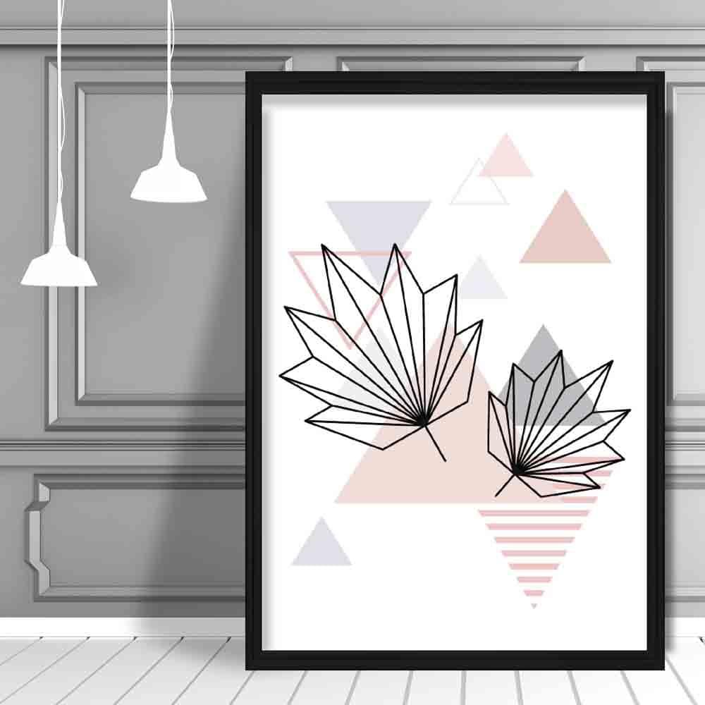 Tropical Leaves Abstract Geometric Scandinavian Blush Pink Poster