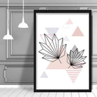 Tropical Leaves Abstract Geometric Scandinavian Blush Pink Poster