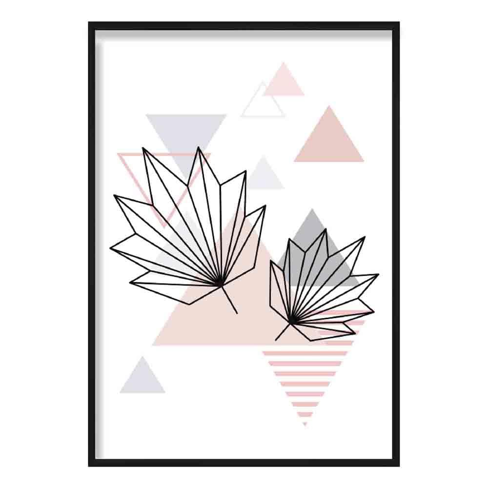 Tropical Leaves Abstract Geometric Scandinavian Blush Pink Poster