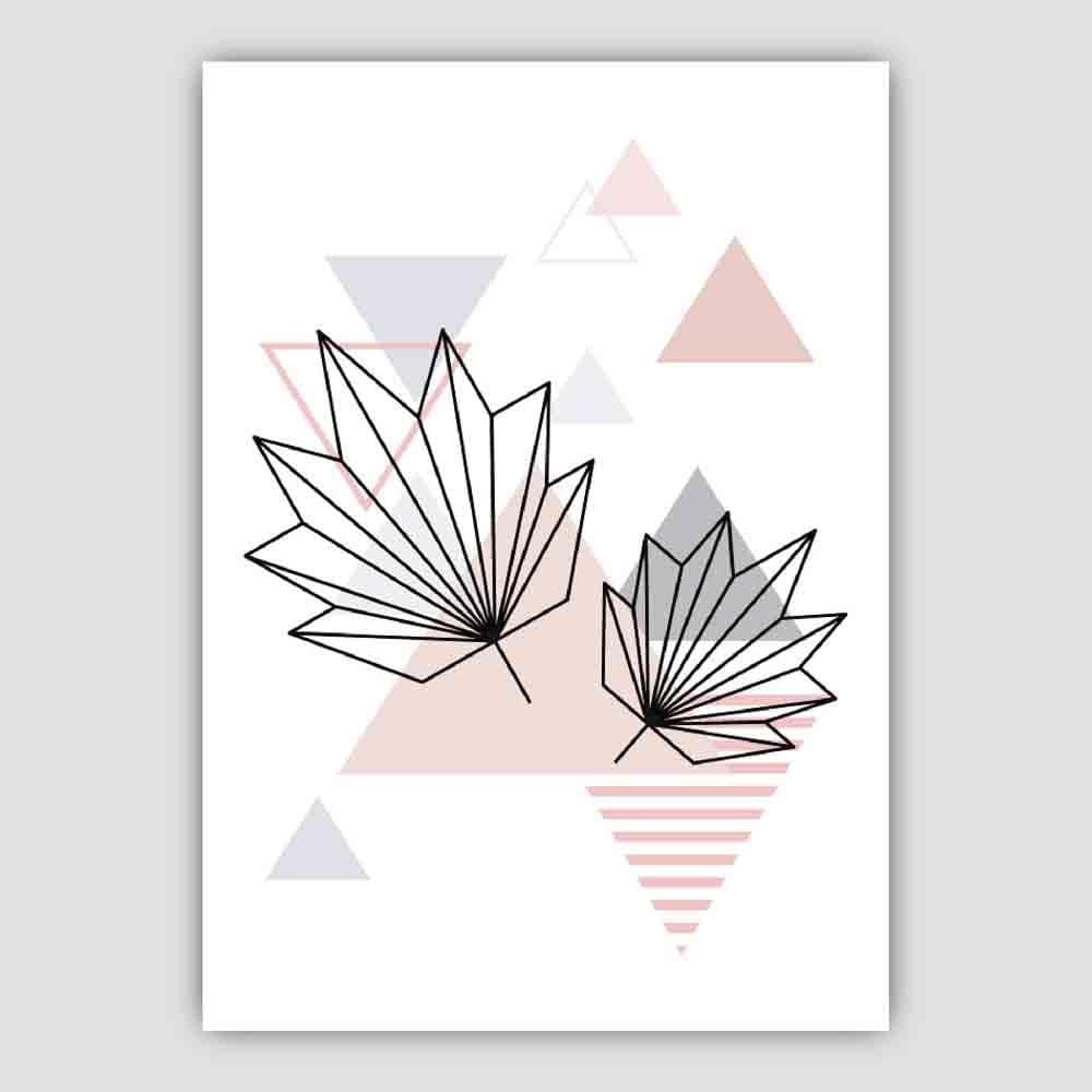 Tropical Leaves Abstract Geometric Scandinavian Blush Pink Poster