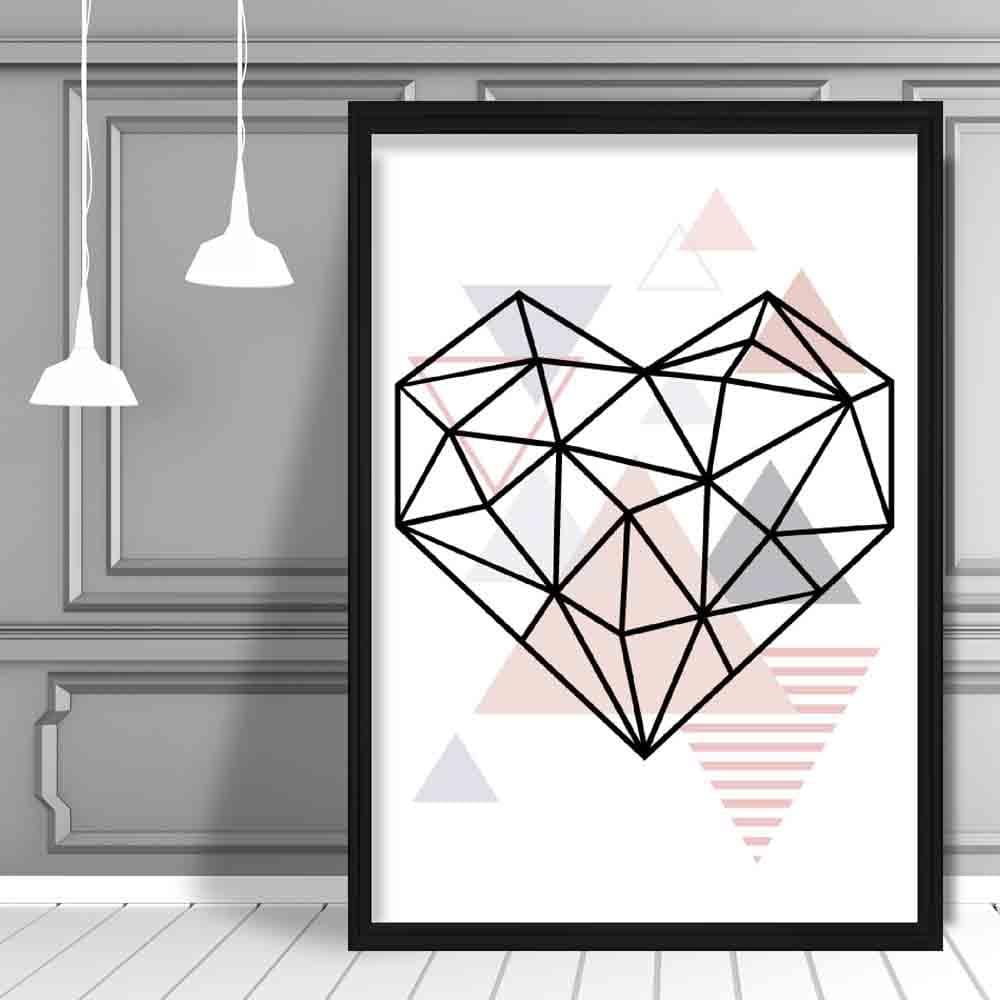 Heart Abstract Geometric Scandinavian Blush Pink Poster