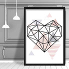 Heart Abstract Geometric Scandinavian Blush Pink Poster