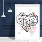 Heart Abstract Geometric Scandinavian Blush Pink Poster