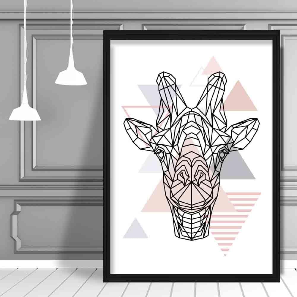 Giraffe Head Abstract Geometric Scandinavian Blush Pink Poster