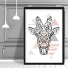 Giraffe Head Abstract Geometric Scandinavian Blush Pink Poster