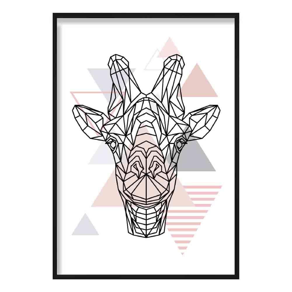 Giraffe Head Abstract Geometric Scandinavian Blush Pink Poster
