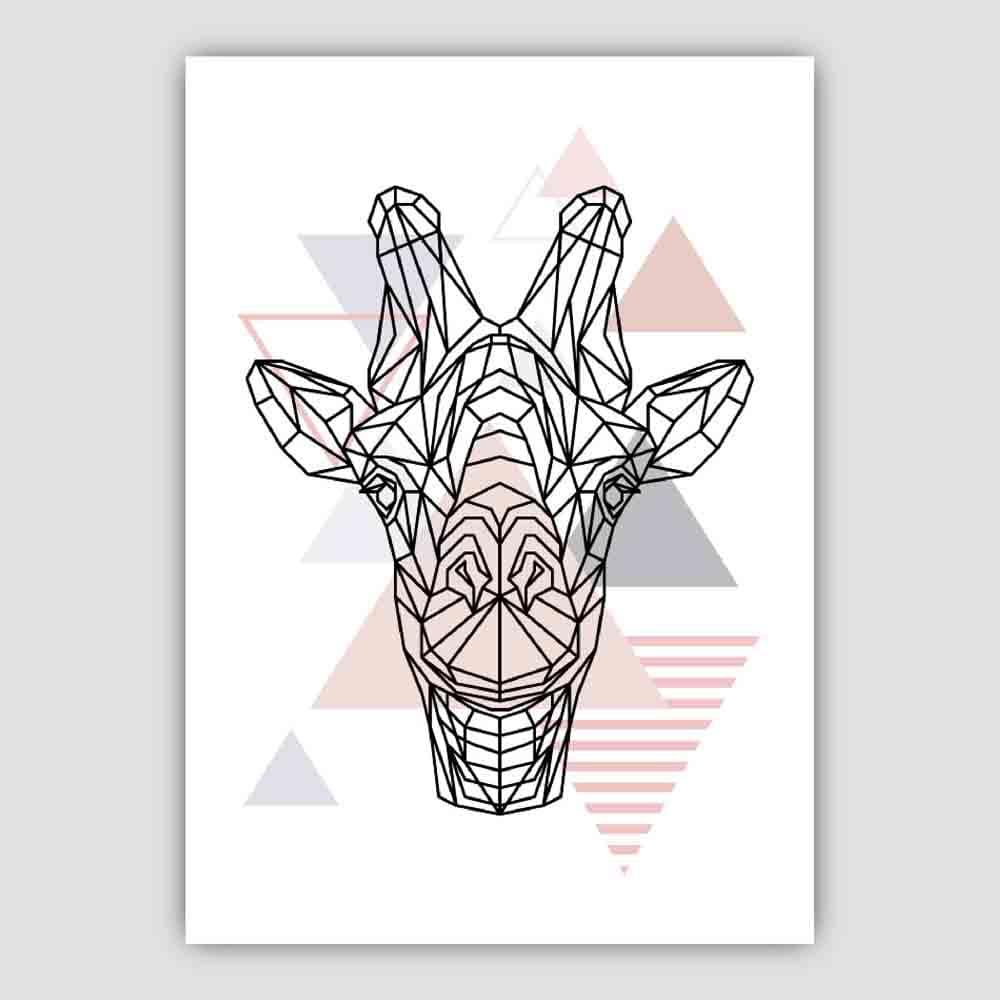 Giraffe Head Abstract Geometric Scandinavian Blush Pink Poster
