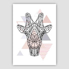 Giraffe Head Abstract Geometric Scandinavian Blush Pink Poster