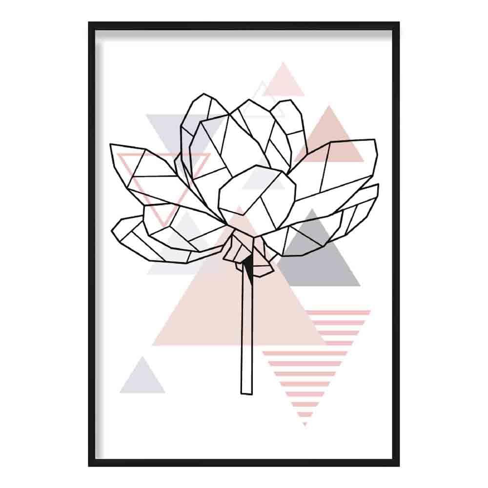 Peony Flower Abstract Geometric Scandinavian Blush Pink Poster