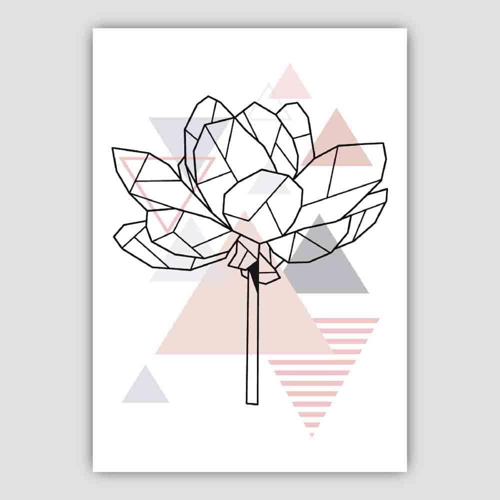 Peony Flower Abstract Geometric Scandinavian Blush Pink Poster