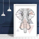 Elephant Head Abstract Geometric Scandinavian Blush Pink Poster