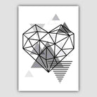 Heart Abstract Geometric Scandinavian Mono Grey Poster