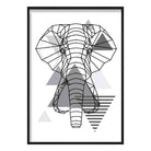 Elephant Head Abstract Geometric Scandinavian Mono Grey Poster