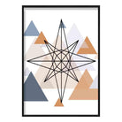 Star Abstract Multi Geometric Scandinavian Blue,Copper Poster