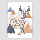 Stag Abstract Multi Geometric Scandinavian Blue,Copper Poster
