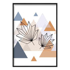 Tropical Leaves Abstract Multi Geometric Scandinavian Blue,Copper Poster