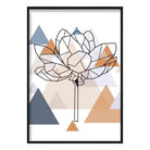 Peony Flower Abstract Multi Geometric Scandinavian Blue,Copper Poster