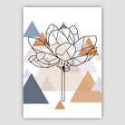 Peony Flower Abstract Multi Geometric Scandinavian Blue,Copper Poster