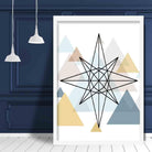 Star Abstract Multi Geometric Scandinavian Blue,Yellow,Beige Poster