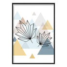Tropical Leaves Abstract Multi Geometric Scandinavian Blue,Yellow,Beige Poster