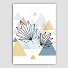 Tropical Leaves Abstract Multi Geometric Scandinavian Blue,Yellow,Beige Poster