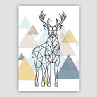 Majestic Stag Abstract Multi Geometric Scandinavian Blue,Yellow,Beige Poster