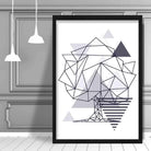 Tree Abstract Geometric Scandinavian Navy Blue Poster