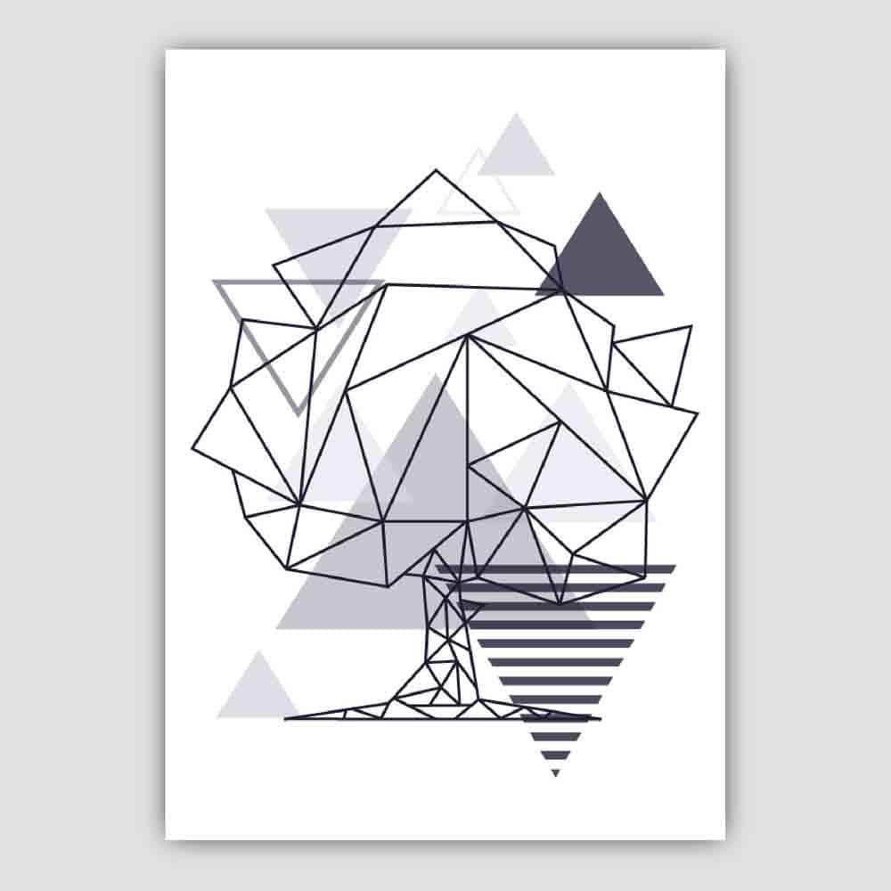 Tree Abstract Geometric Scandinavian Navy Blue Poster