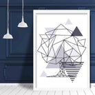 Tree Abstract Geometric Scandinavian Navy Blue Poster