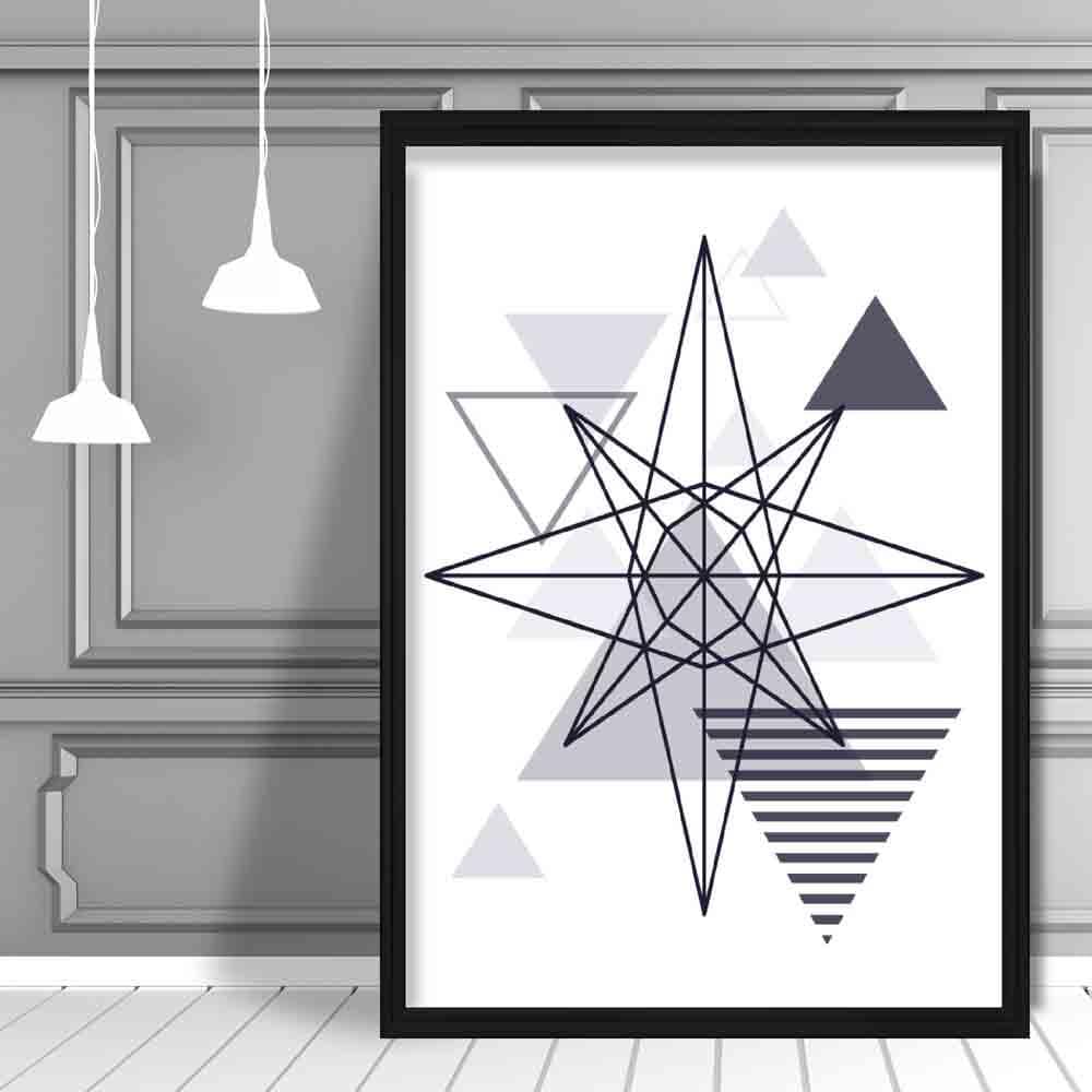 Star Abstract Geometric Scandinavian Navy Blue Poster