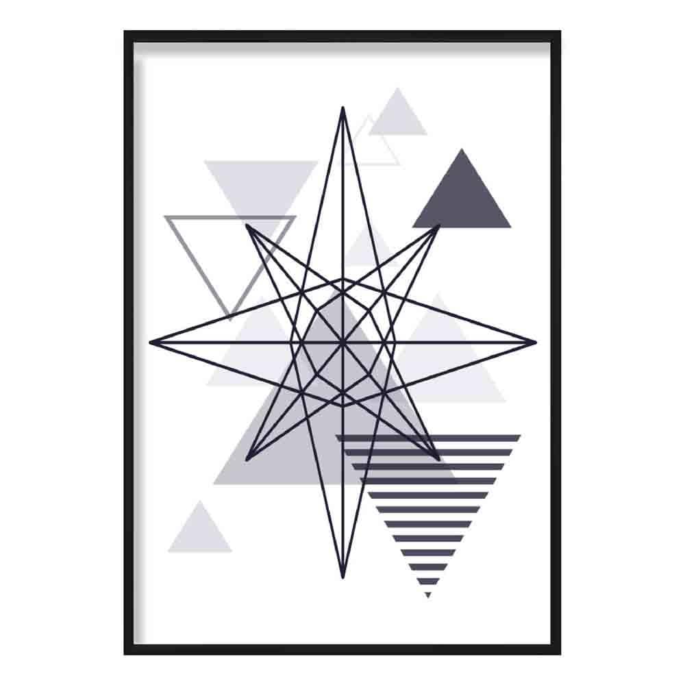 Star Abstract Geometric Scandinavian Navy Blue Poster